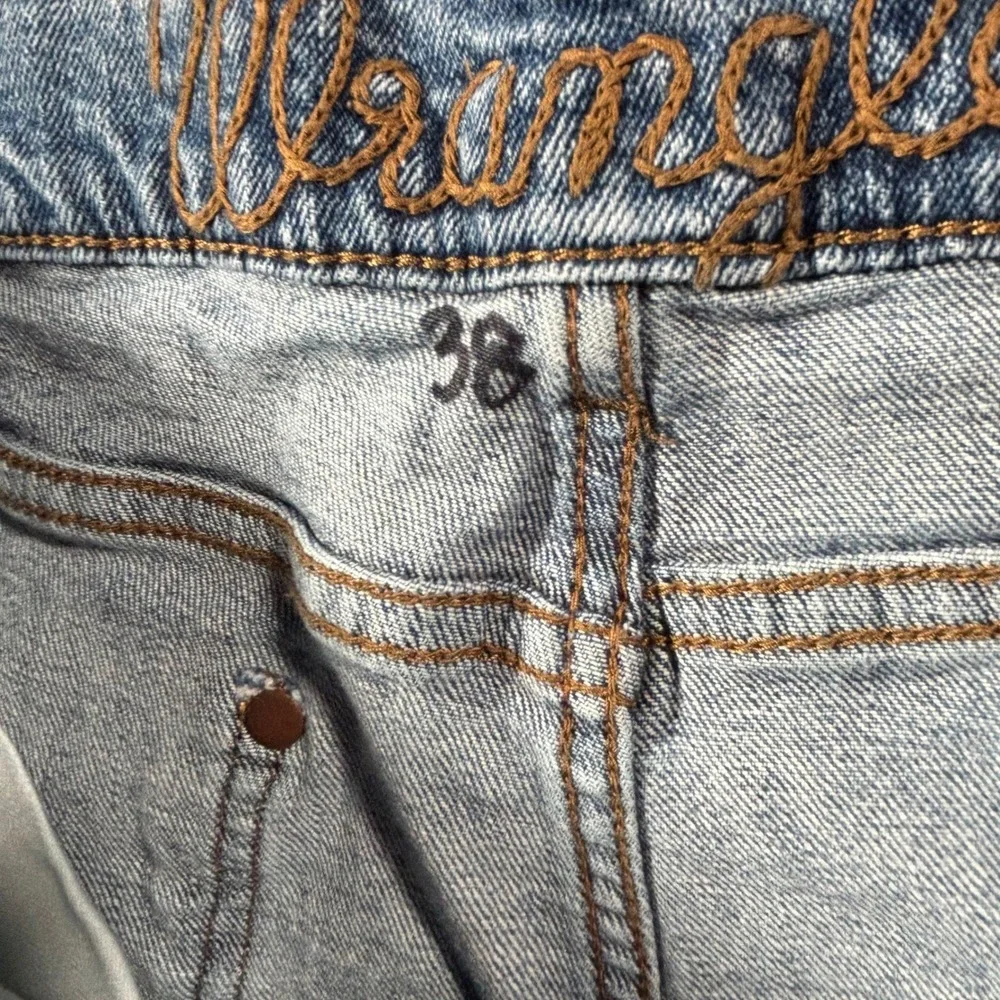 Wrangler Slim Straight Jeans Mens Blue Denim Size 38x32 Cowboy Western Rodeo vtg